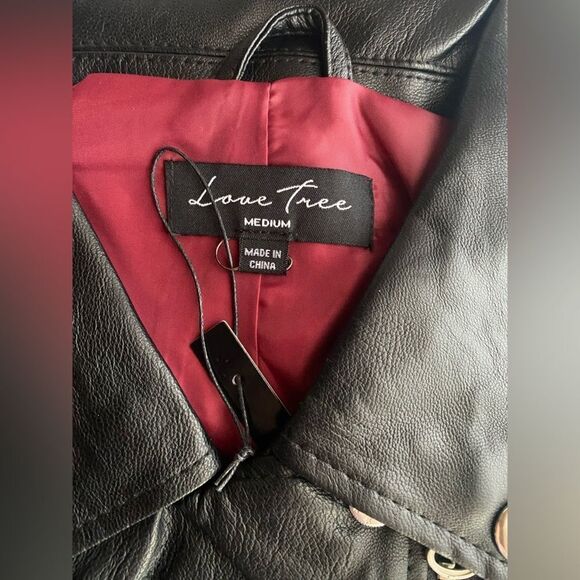 Love tree black women's biker jacket - Picture 8 of 12